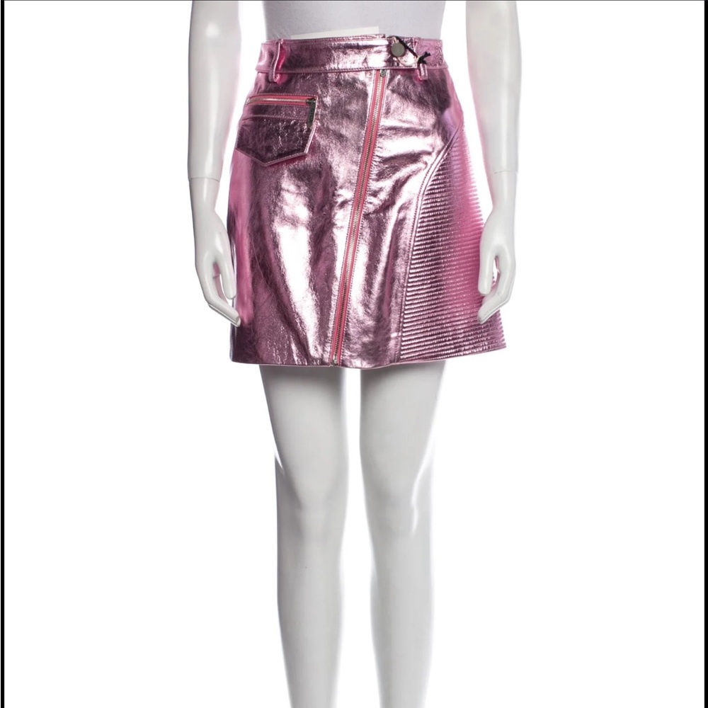 Just Cavalli Metallic Pink Leather Pencil Skirt